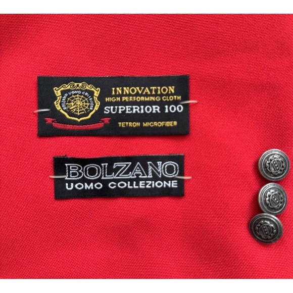 Bolzano Uomo Charles Red Blazer Jacket 44R Superior Polyester Sport Coat Xmas - Picture 8 of 12